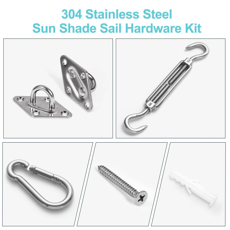 HOMPER Awning Attachment Set, Heavy Duty Sun Shade Sail Stainless Steel Hardware Kit for Garden Triangle and Square, Rectangle, Fixing Accessories - Image 3